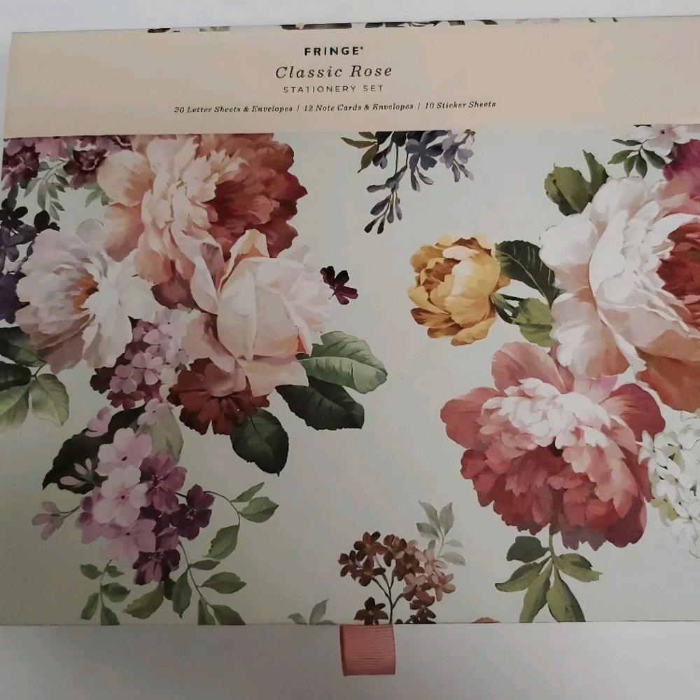 Fringe Classic Rose Stationery Set w/20 Letter Sheet, 12 Notecards & 20 Stickers